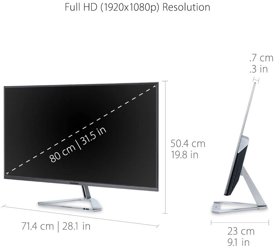 ViewSonic VX3276-MHD 32 Inch 1080p Frameless Widescreen IPS Monitor with Screen Split Capability HDMI and DisplayPort ViewSonic VX3276-MHD 32 Inch 1080p Frameless Widescreen IPS Monitor with Screen Split Capability HDMI and DisplayPort
